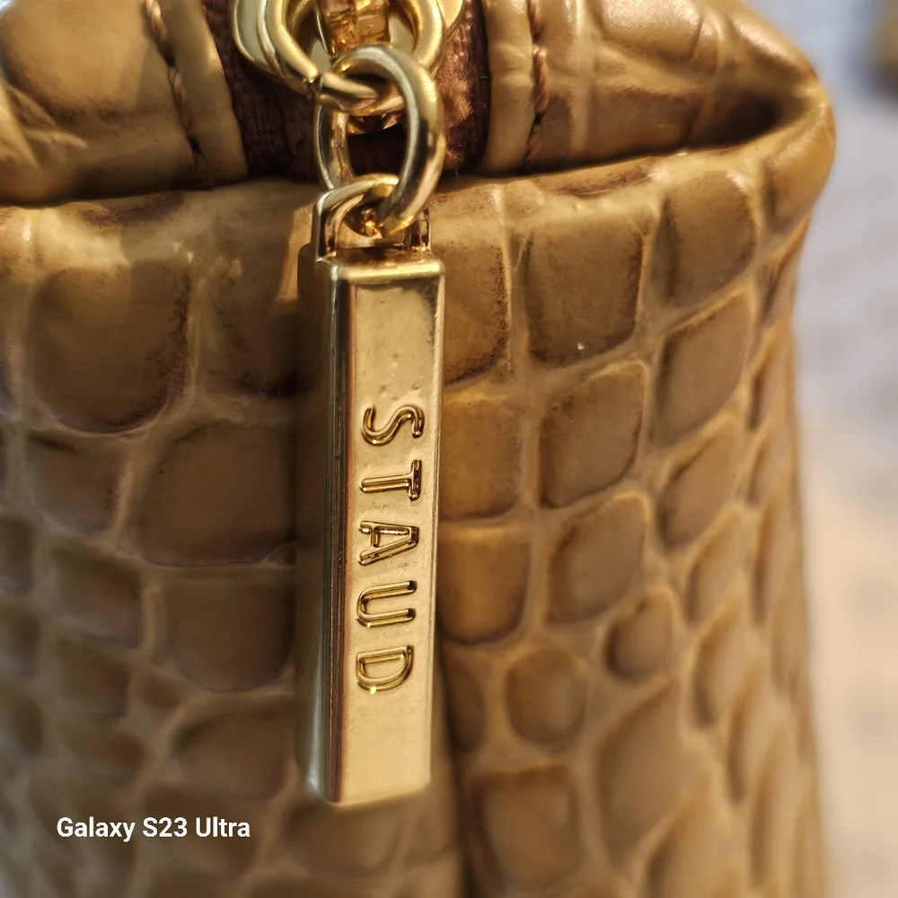 STAUD Shirley Clear Purse with Inner Clutch Faux Crocodile Print - Picture 9 of 12